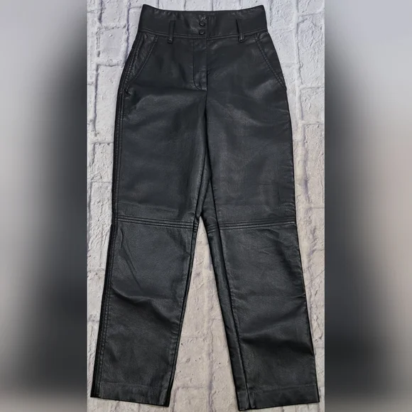 Wilfred Free Women's Faux Leather Pants Black High Waist Size 00 13"" Waist - Picture 5 of 15